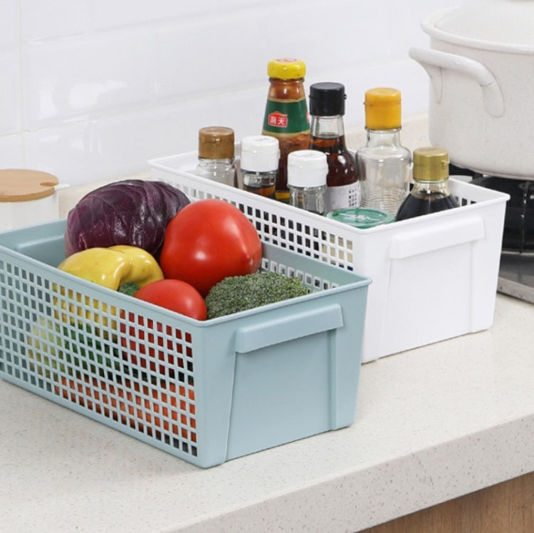 デスクトップスナック＆雑貨収納バスケット 長方形プラスチック収納バスケット、小（ホワイト）、小（ライトグリーン）、大（ホワイト）、大（ライトグリーン）