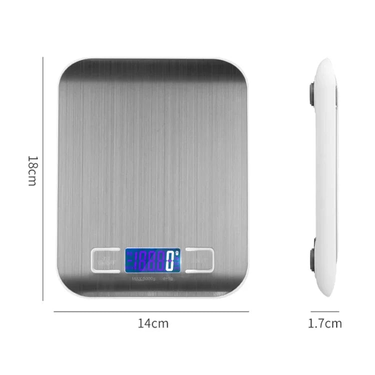 ステンレス製小型食品電子スケール キッチン用ポータブルベーキング電子スケール 5kg/1g（電池式ホワイト）、5kg/1g（電池式ブラック）、10kg/1g（電池式ホワイト）、5kg/1g（充電式ホワイト）、10kg/1g（充電式ホワイト）