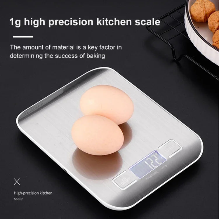 ステンレス製小型食品電子スケール キッチン用ポータブルベーキング電子スケール 5kg/1g（電池式ホワイト）、5kg/1g（電池式ブラック）、10kg/1g（電池式ホワイト）、5kg/1g（充電式ホワイト）、10kg/1g（充電式ホワイト）
