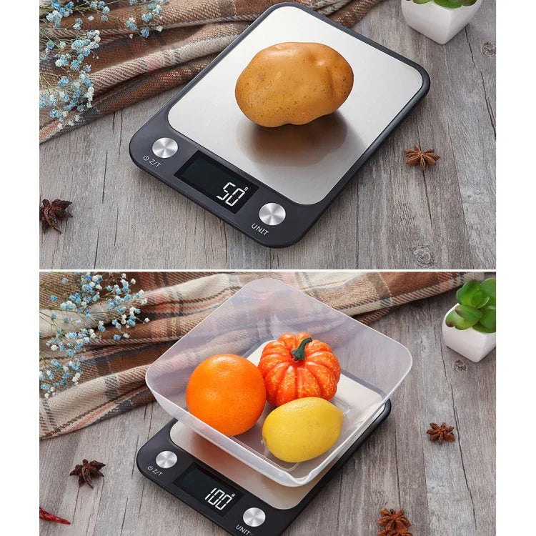 小型キッチン食品スケール ステンレス製電子キッチンスケール 5kg/1g（ブラック）、10kg/1g（ブラック）、5kg/1g（ホワイト）、10kg/1g（ホワイト）