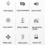 M103 1600DPI 5キー 2.4G ワイヤレスマウス 充電式 AIインテリジェント音声オフィスマウス 28言語対応 ホワイト、ブラック、シルバー、ローズゴールド、グレー