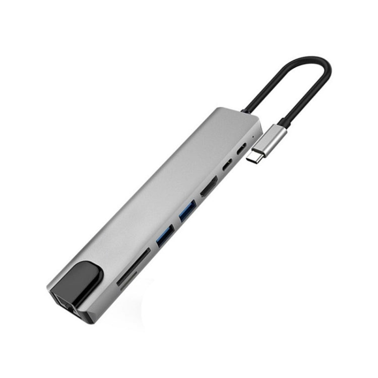 WC7367 8-in-1 87W Type-C to PD+USB3.0/USB2.0+SD+TF+HDMI+RJ45+Type-C ドッキングステーションハブ、WC7367