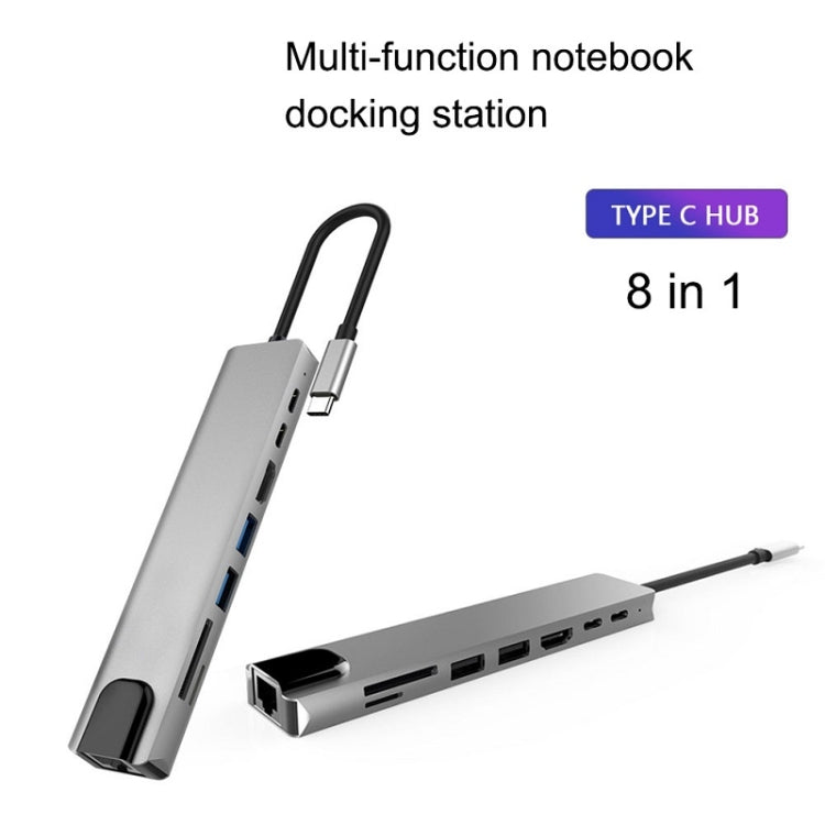 WC7367 8-in-1 87W Type-C to PD+USB3.0/USB2.0+SD+TF+HDMI+RJ45+Type-C ドッキングステーションハブ、WC7367