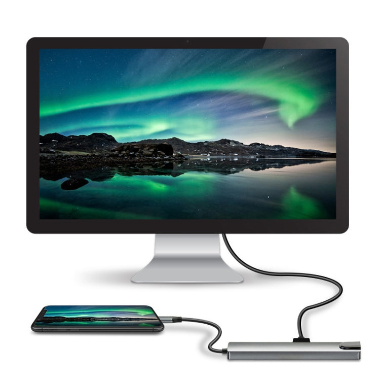 WC7367 8-in-1 87W Type-C to PD+USB3.0/USB2.0+SD+TF+HDMI+RJ45+Type-C ドッキングステーションハブ、WC7367
