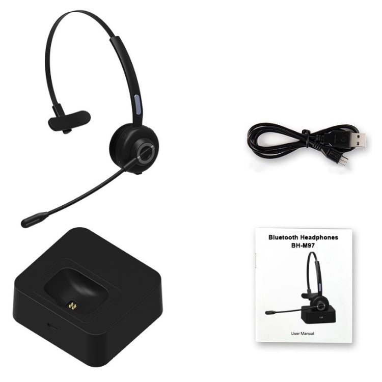 M97 Bluetooth 5.0 ヘッドセット モノラル Bluetoothイヤホン 充電ベース付き