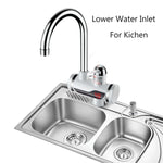 キッチン即熱電気温水蛇口 温水冷水ヒーター EUプラグ、ランプ表示下部給水口、ランプ表示側面給水口、ランプ表示漏電保護下部給水口、ランプ表示漏電保護側面給水口