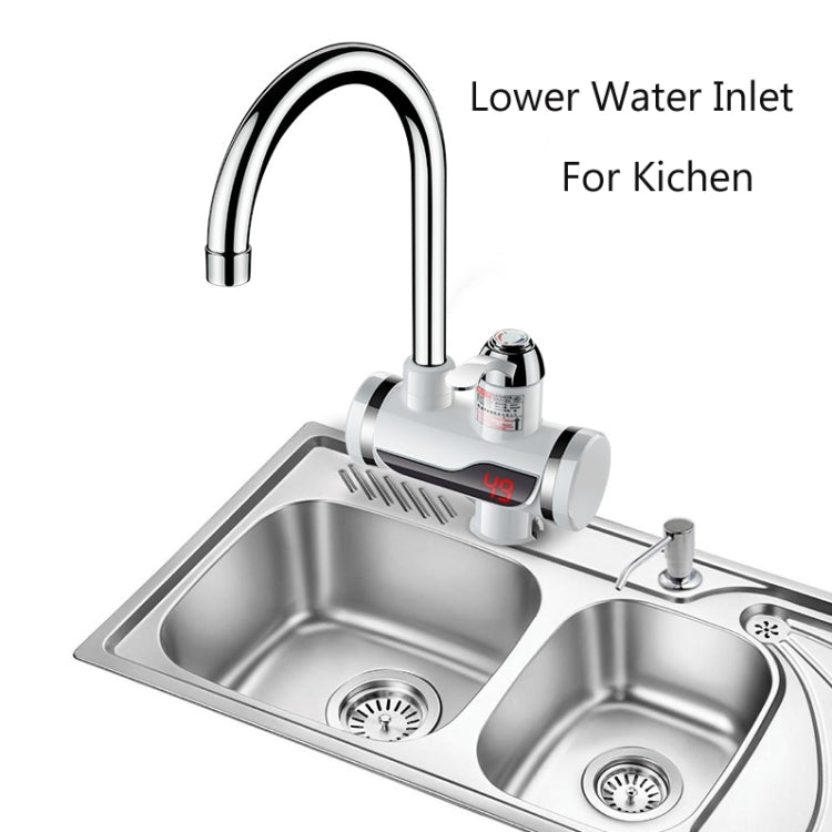 キッチン即熱電気温水蛇口 温水冷水ヒーター EUプラグ、ランプ表示下部給水口、ランプ表示側面給水口、ランプ表示漏電保護下部給水口、ランプ表示漏電保護側面給水口