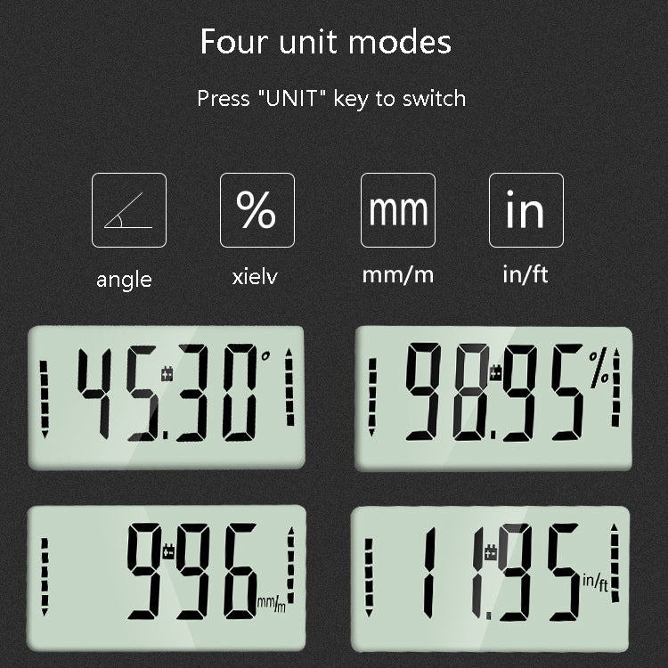 電子デジタル表示 傾斜計 スロープレベル 分度器 四面磁気角度定規、磁気角度定規