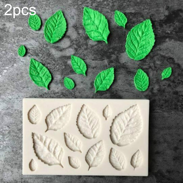 2個入り シュガークラフトリーフシリコンフォンダントモールド ケーキデコレーションツール チョコレートベーキングモールド、リーフ形状