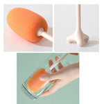 長柄縦型カップブラシ ベビーボトル用スポンジクリーニングブラシ、長さ：29cm、白、青、ピンク