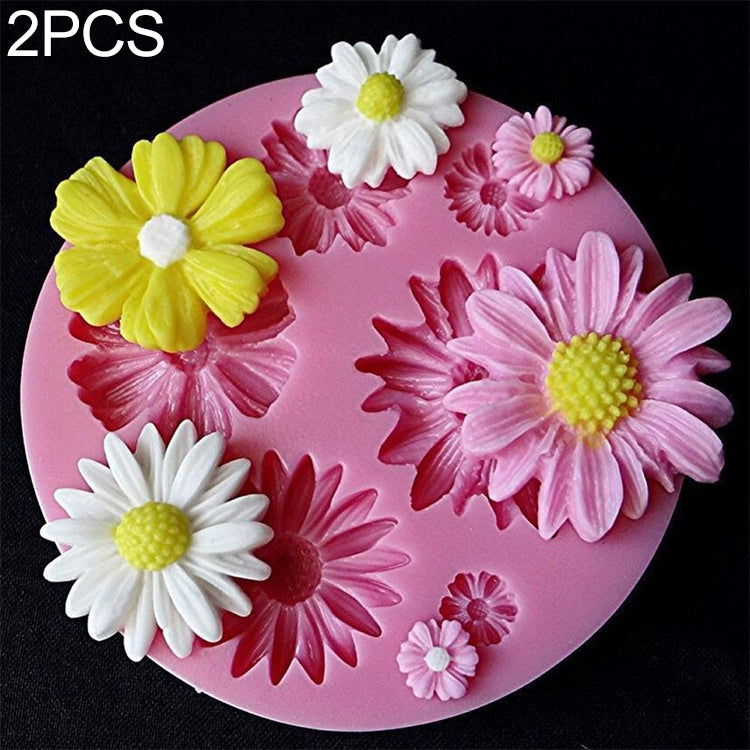 2個セット 3Dフラワーシリコンモールド フォンダントクラフト ケーキ キャンディ チョコレート アイス ペストリーベーキングツール、3Dフラワー形状