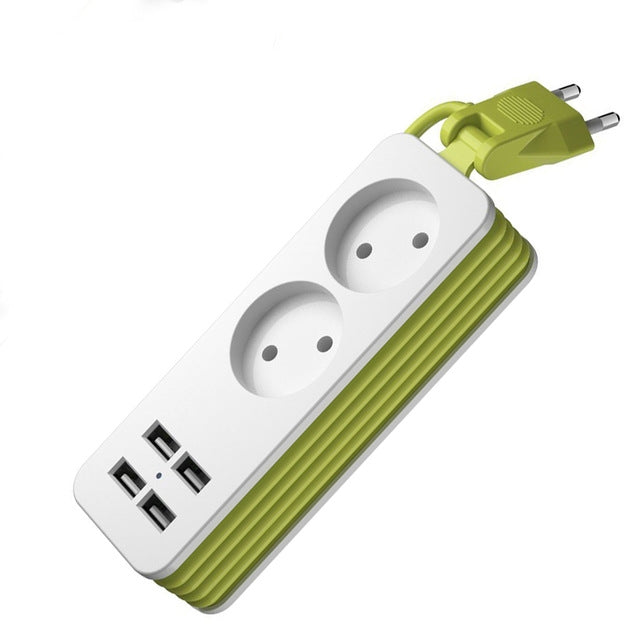 電源タップ 1/2 EUプラグ 4 USBポート 1200W 250V 1.5mケーブル 壁掛け携帯用マルチソケット、EUプラグコンセント