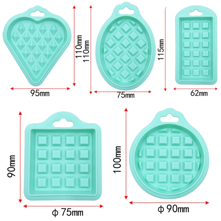 5in1 食品グレードシリコーン ワッフル型 キッチンケーキセット ベーキング用品 赤 緑 ベージュ ピンク