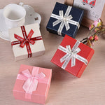 10個セット 蝶結びジュエリーギフトボックス 正方形ジュエリーペーパーパッケージボックス 8x8x4.5cm、9x9x4cm、6.2x6.2cm、8x8x3.5cm