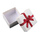 10個セット 蝶結びジュエリーギフトボックス 正方形ジュエリーペーパーパッケージボックス 8x8x4.5cm、9x9x4cm、6.2x6.2cm、8x8x3.5cm