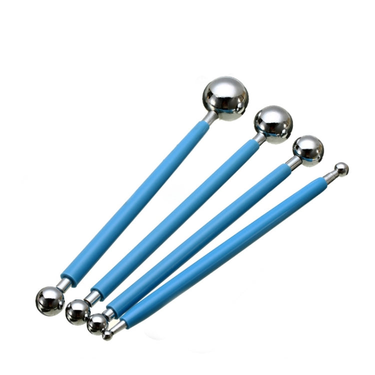 4in1 ステンレス製球状彫刻セット ピルスティック フォンダント粘土 カラフル粘土彫刻ツールセット 青 緑 紫