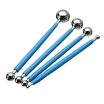 4in1 ステンレス製球状彫刻セット ピルスティック フォンダント粘土 カラフル粘土彫刻ツールセット 青 緑 紫