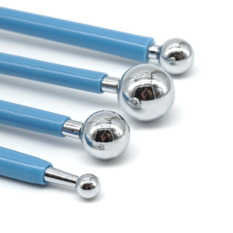 4in1 ステンレス製球状彫刻セット ピルスティック フォンダント粘土 カラフル粘土彫刻ツールセット 青 緑 紫