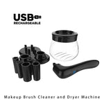 電動スクラバー メイクアップブラシクリーニングマシン 自動乾燥 USB充電式 メイクブラシクリーナー、ホワイト、ブラック