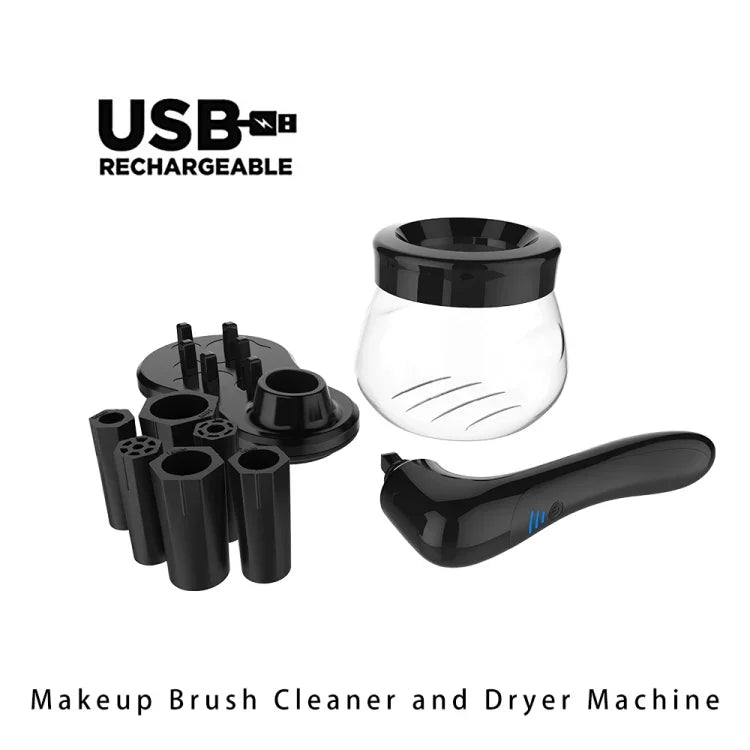 電動スクラバー メイクアップブラシクリーニングマシン 自動乾燥 USB充電式 メイクブラシクリーナー、ホワイト、ブラック