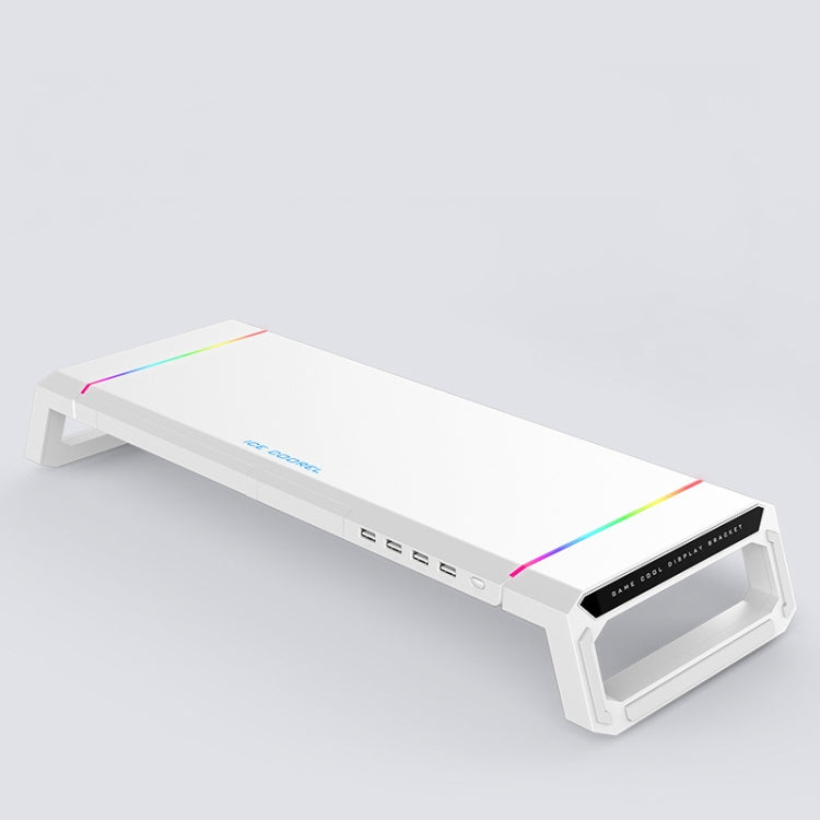 ICE COOREL T1モニター増設ラック折りたたみラップトップスタンドRGB照明＆4xUSB拡張インターフェース付き
