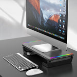 ICE COOREL T1モニター増設ラック折りたたみラップトップスタンドRGB照明＆4xUSB拡張インターフェース付き