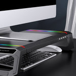 ICE COOREL T1モニター増設ラック折りたたみラップトップスタンドRGB照明＆4xUSB拡張インターフェース付き