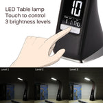 U2 5W 3段階調光LEDレザー調デスクランプ温度/時計/カレンダー表示付き、ブラック