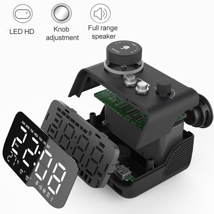 M9 ワイヤレスBluetoothスピーカー 多機能デスクトップアラームクロック TFカード＆Uディスク＆AUX対応、USプラグ、EUプラグ、UKプラグ
