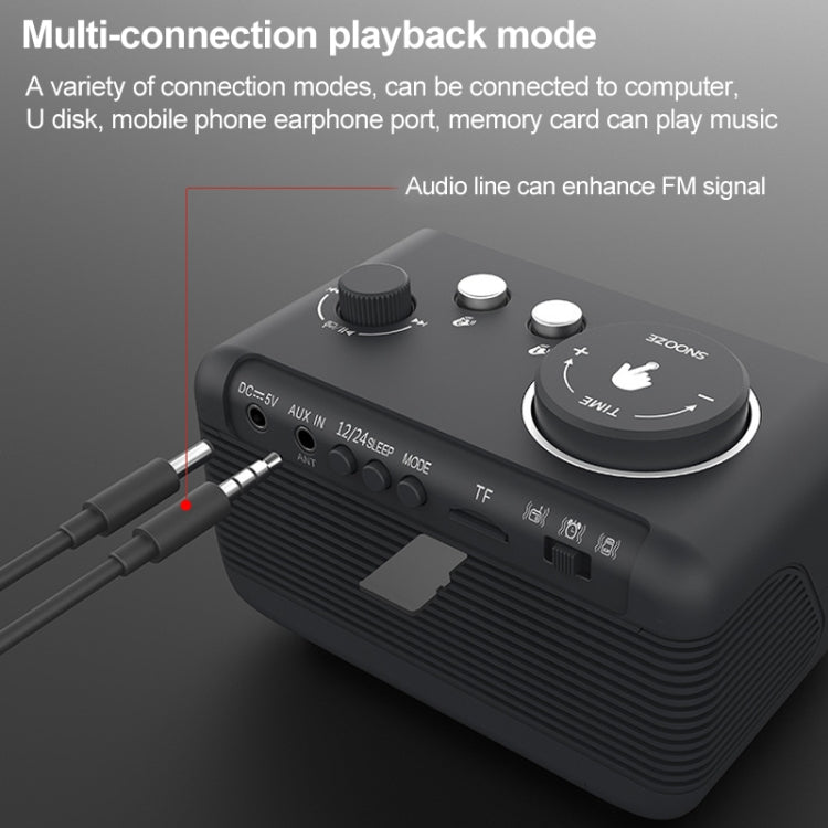 M9 ワイヤレスBluetoothスピーカー 多機能デスクトップアラームクロック TFカード＆Uディスク＆AUX対応、USプラグ、EUプラグ、UKプラグ