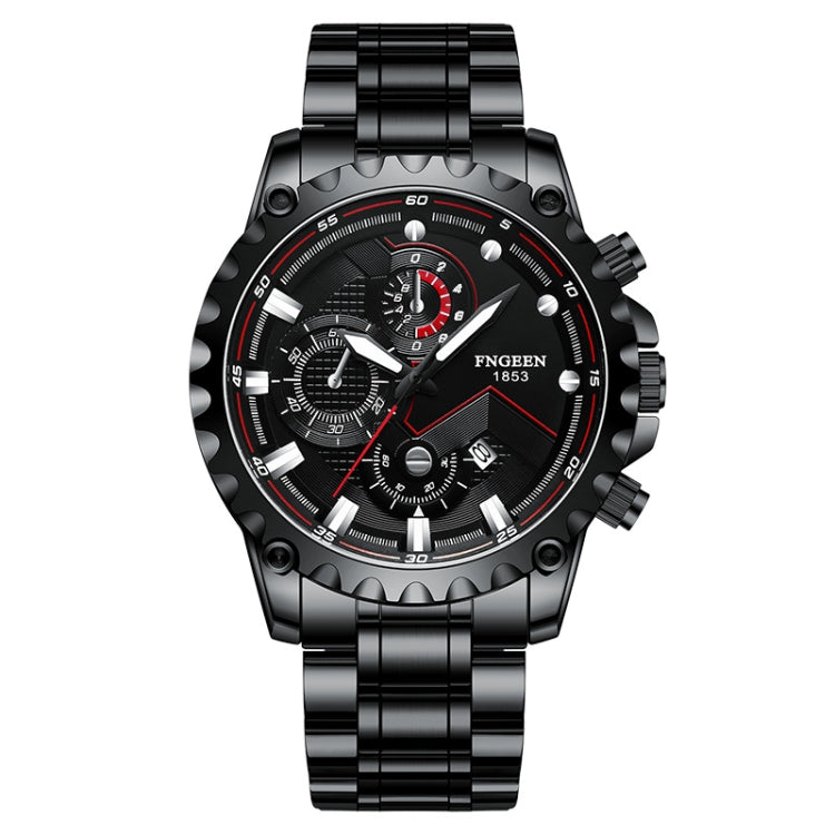 FNGEEN 5055 メンズ 防水 スポーツ ファッション ステンレススチール時計、ブラックスチール ブラック文字盤、ホワイトスチール ブラック文字盤、ホワイトスチール ホワイト文字盤、ブラックレザー ブラックスチール ブラック文字盤、ブラックレザー ホワイトスチール ブラック文字盤