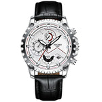 FNGEEN 5055 Men Waterproof Sports Fashion Stainless Steel Watch, Black Steel Black Surface, White Steel Black Surface, White Steel White Surface, Black Leather Black Steel Black Surface, Black Leather White Steel Black Surface                          ...