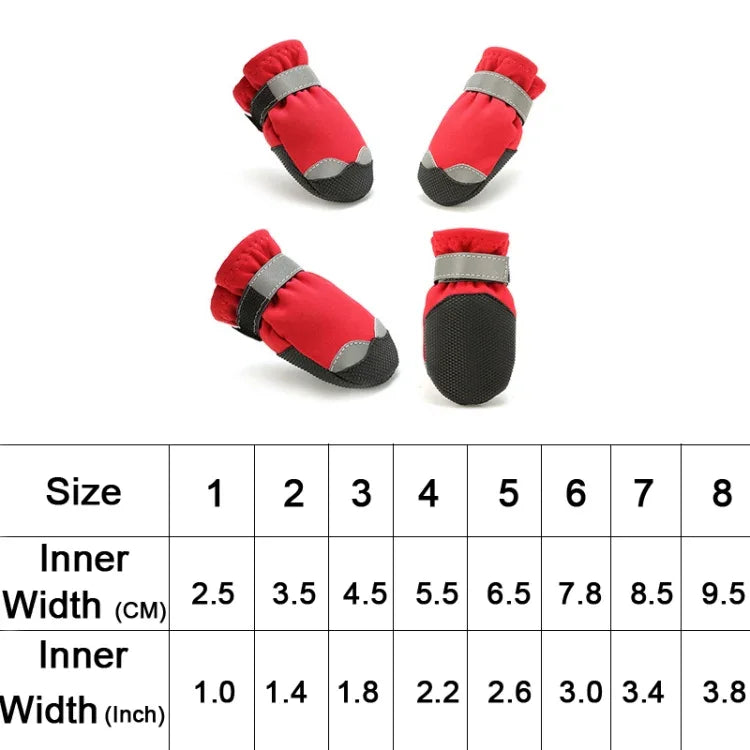 ペット防水滑り止め耐摩耗スノーブーツ 四季用犬用シューズ、1、2、3、4、5、6、7、8