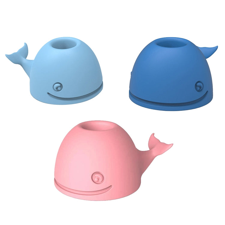 3個セットシリコン製クジラ型歯ブラシホルダー デスクトップオフィスペンホルダー、ピンク、ダークブルー、ライトブルー