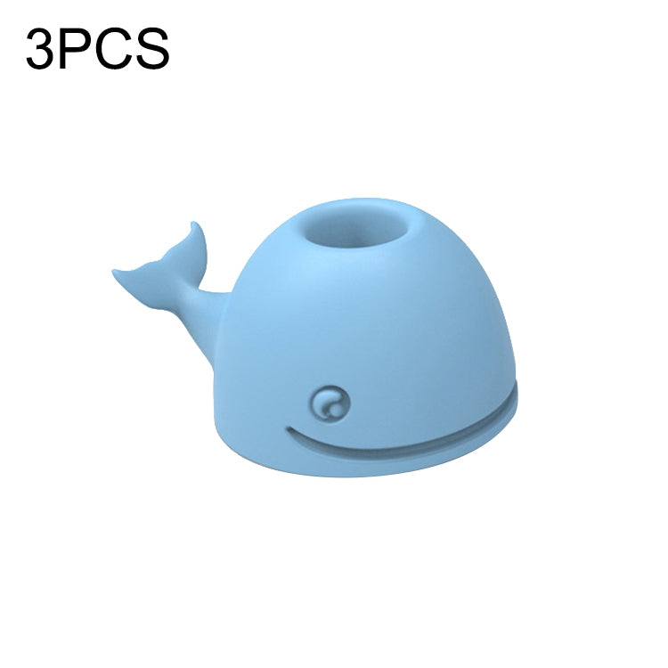 3個セットシリコン製クジラ型歯ブラシホルダー デスクトップオフィスペンホルダー、ピンク、ダークブルー、ライトブルー