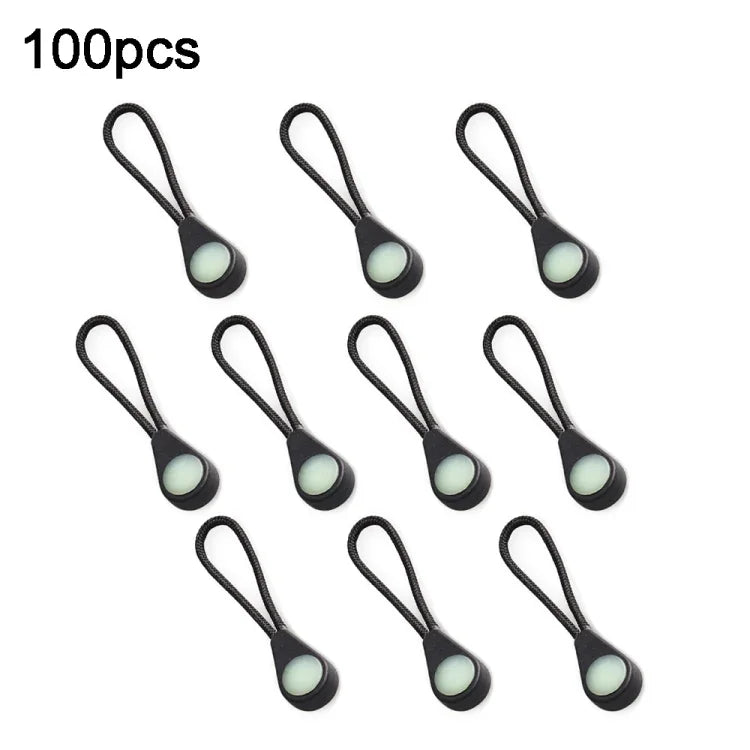 100個セット 登山キャンプバックパックジッパープル 屋外紛失防止目立つ蛍光アクセサリー 自発光ドローストリング