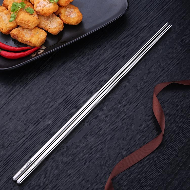 1ペア 延長箸 ステンレス滑り止め耐熱ロング箸 麺用箸 鍋用箸 36cm