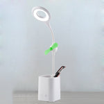 WS-8010 LEDファンデスクランプベッドサイドデスクUSB折りたたみデスクランプ、水滴、リング、ペンホルダー付きホワイトファンブレード、ペンホルダー付きイエローファンブレード、ペンホルダー付きブルーファンブレード、ペンホルダー付きグリーンファンブレード