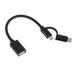 USB 3.0 メス to マイクロUSB + USB-C / Type-C オス 充電＋転送 OTG ナイロン編みアダプターケーブル、ケーブル長：19cm、ゴールド、シルバー、ブラック、ピンク、ブルー、レッド