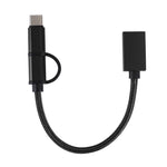 USB 3.0 メス to マイクロUSB + USB-C / Type-C オス 充電＋転送 OTG ナイロン編みアダプターケーブル、ケーブル長：19cm、ゴールド、シルバー、ブラック、ピンク、ブルー、レッド