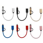 USB 3.0 メス to マイクロUSB + USB-C / Type-C オス 充電＋転送 OTG ナイロン編みアダプターケーブル、ケーブル長：19cm、ゴールド、シルバー、ブラック、ピンク、ブルー、レッド