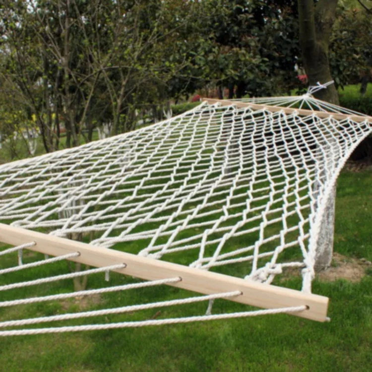 屋外メッシュハンモック 綿糸無垢材スティックハンモック 室内スイング、サイズ：200x80cm、200x80cm ホワイト