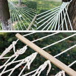 屋外メッシュハンモック 綿糸無垢材スティックハンモック 室内スイング、サイズ：200x80cm、200x80cm ホワイト
