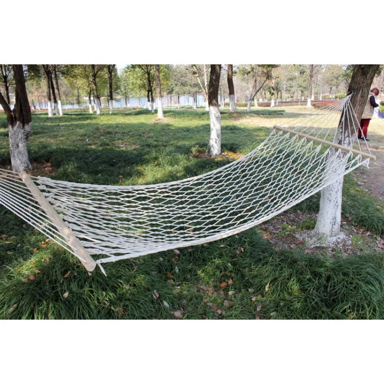 屋外メッシュハンモック 綿糸無垢材スティックハンモック 室内スイング、サイズ：200x80cm、200x80cm ホワイト