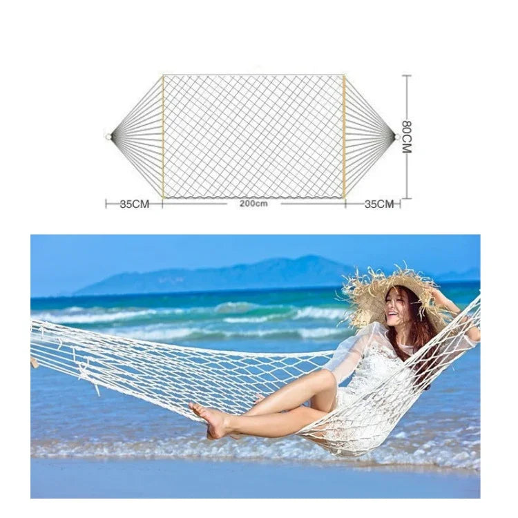 屋外メッシュハンモック 綿糸無垢材スティックハンモック 室内スイング、サイズ：200x80cm、200x80cm ホワイト