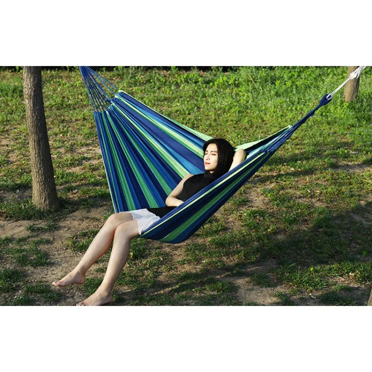 厚手キャンバスハンモック 転倒防止アウトドアハンモックスイング、260x80 ノンスティックシングル（赤ストライプ）、260x80 ノンスティックシングル（青ストライプ）、260x100 ノンスティック（赤ストライプ）、260x100 ノンスティック（青ストライプ）、260x150 ノンスティック（赤ストライプ）