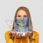 3D蛍光ドローボード マジック発光立体ライティングボード 落書きボード 照明パズル 子供用お絵かきボード、スタイル：中型ドローボード（宇宙版）、中型ドローボード（恐竜版）