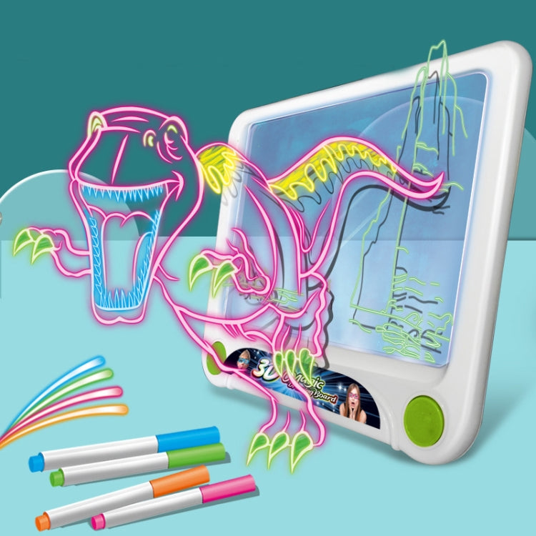 3D蛍光ドローボード マジック発光立体ライティングボード 落書きボード 照明パズル 子供用お絵かきボード、スタイル：中型ドローボード（宇宙版）、中型ドローボード（恐竜版）