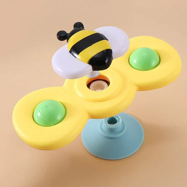 3イン1指先スピナー ベビーラトル 三色昆虫吸盤 回転して楽しい ベビーバストイ、指先スピナー