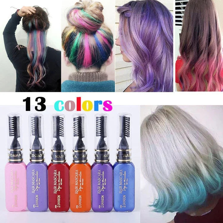 使い切り 一時的ヘアカラー ヘアダイ 無毒 DIYヘアカラーマスカラ 染めクリーム